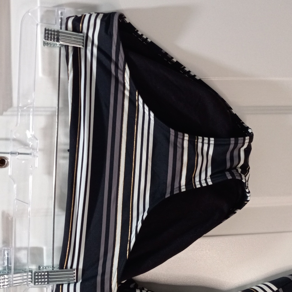 Black/Grey/White & Gold Stripes 2 Piece Swim Suit. Size XS-S - Picture 3 of 7